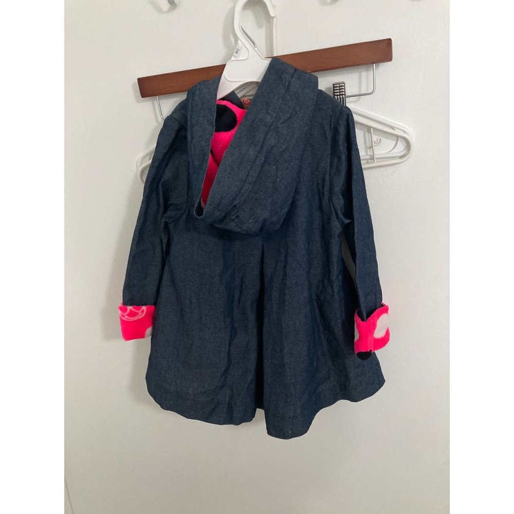 Maria Elena Girls Button Down Hooded Embroidered Jacket, Navy, 2T - Picture 4 of 4